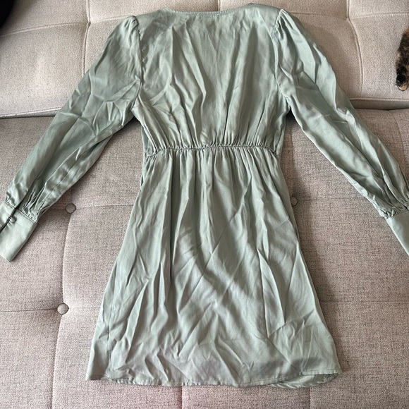 Satin Long Sleeve Mini Dress - Picture 3 of 7